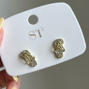 Gold Beach Sandals Studded Earrings